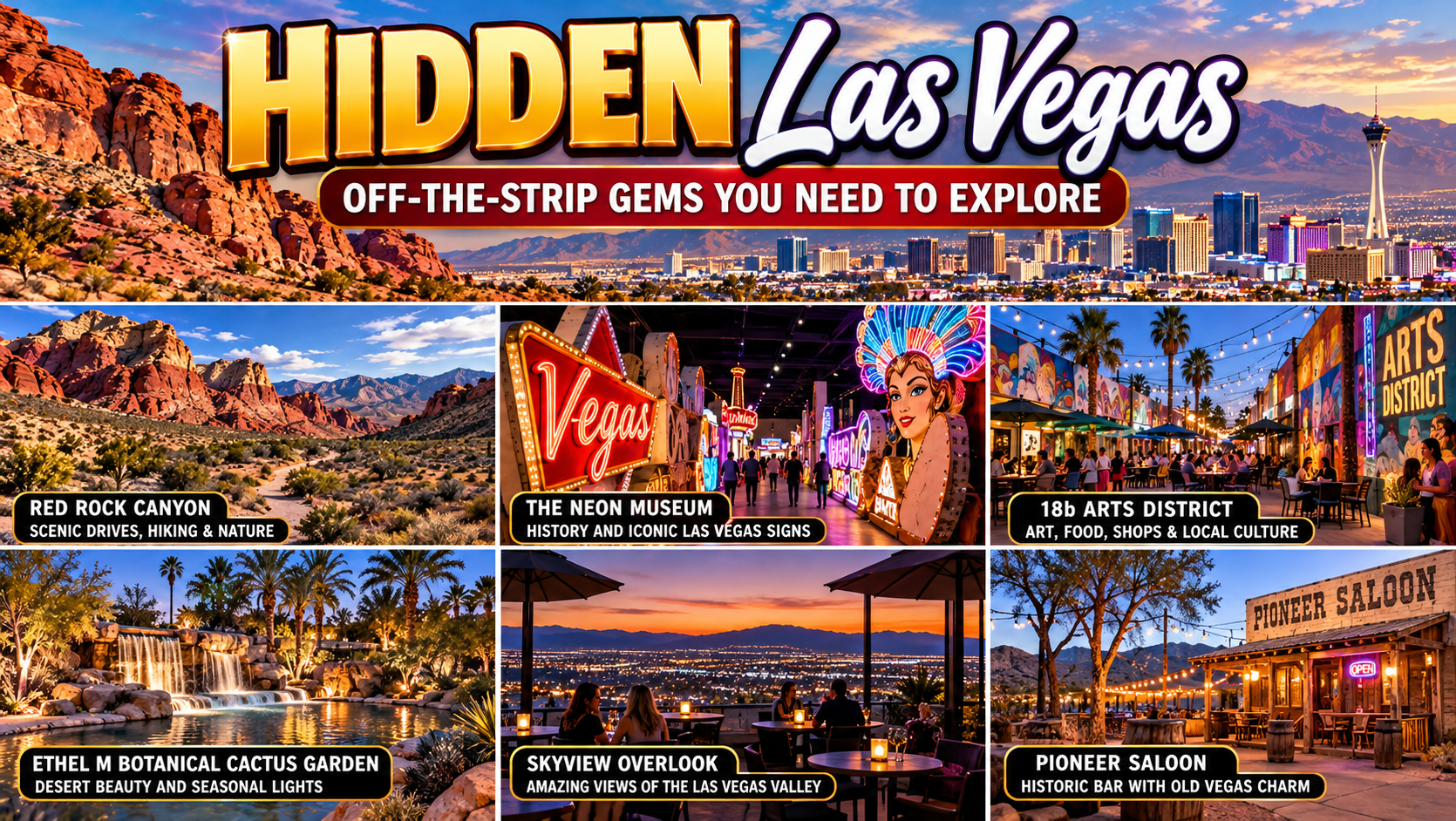 Hidden gems in Las Vegas featuring historic Nevada homes, desert botanical gardens and peaceful Wetlands Park nature trails.